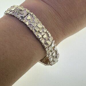 8" Vintage Sterling Silver 925 Nugget Bracelet - 12mm Wide, 31.2g